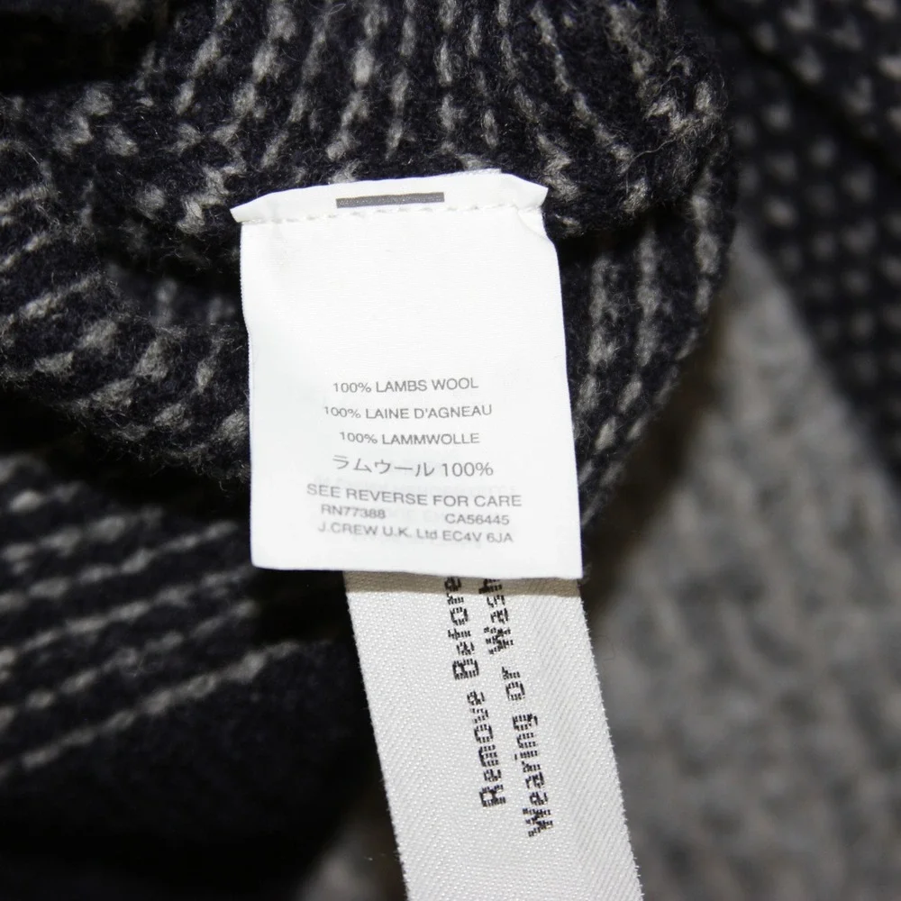 J‎ Crew Sweater Mens XL Navy Gray 100 Lambswool Textured Crewneck Fall Luxury